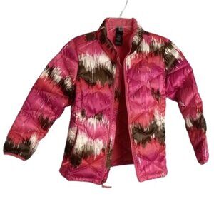 The North Face L 14/16 Puffer Jacket Girls Pink Black White Red Quilted